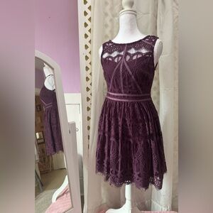Lily Rose Lace Dress in Deep Plum